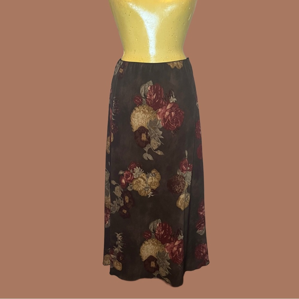 🍂🌸Neutral Floral Vintage Midi Skirt 🌸🍂